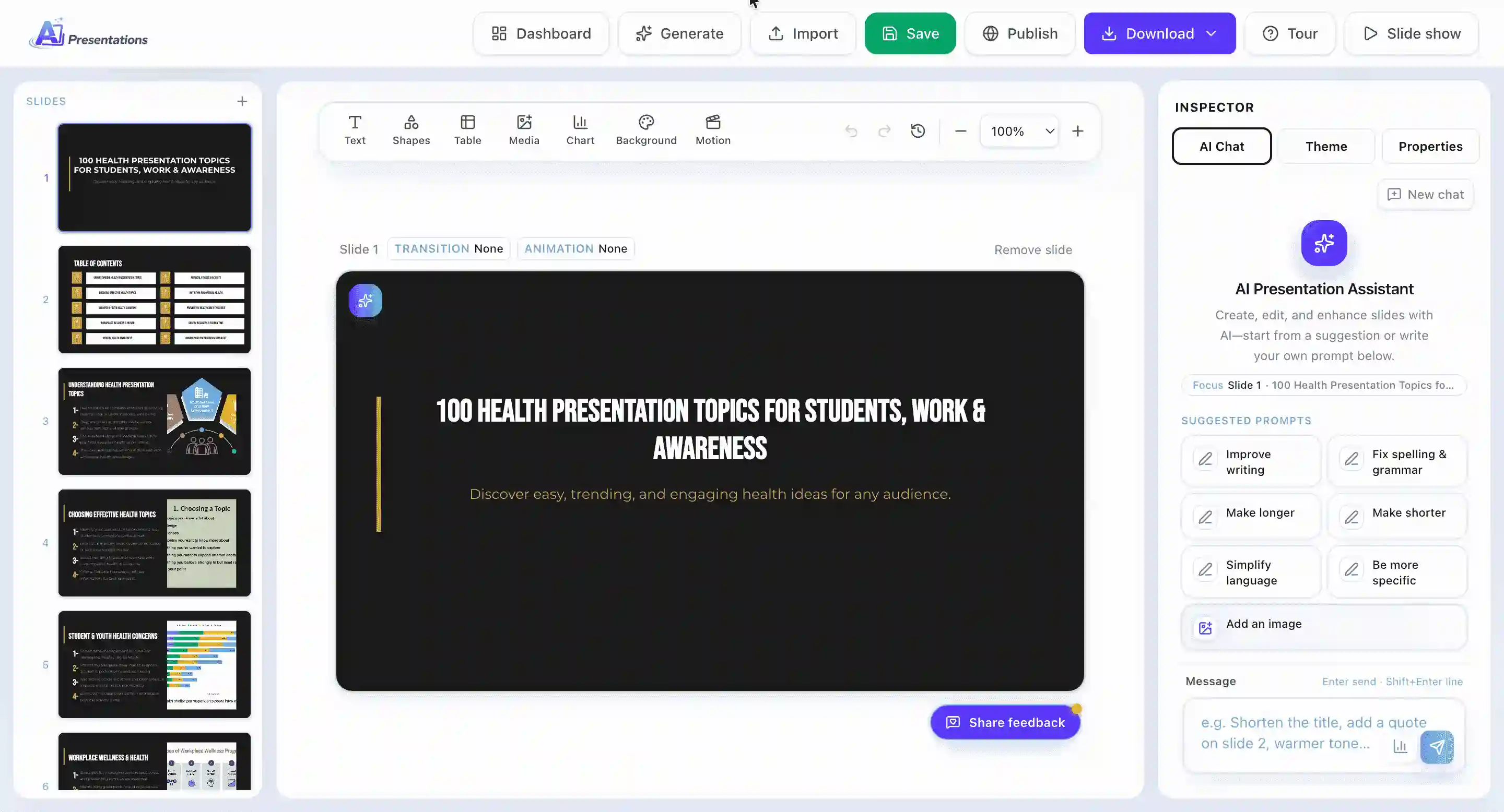 AI Presentations edit slides